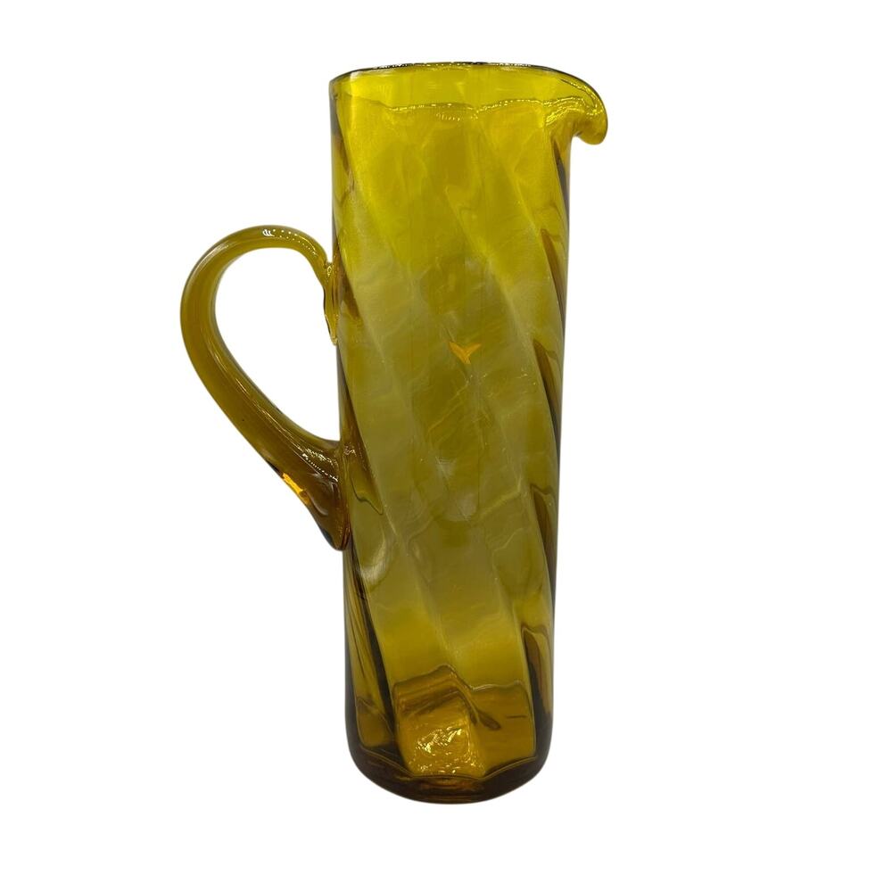 1950's Bischoff Tall Amber Blown Glass Pitcher
